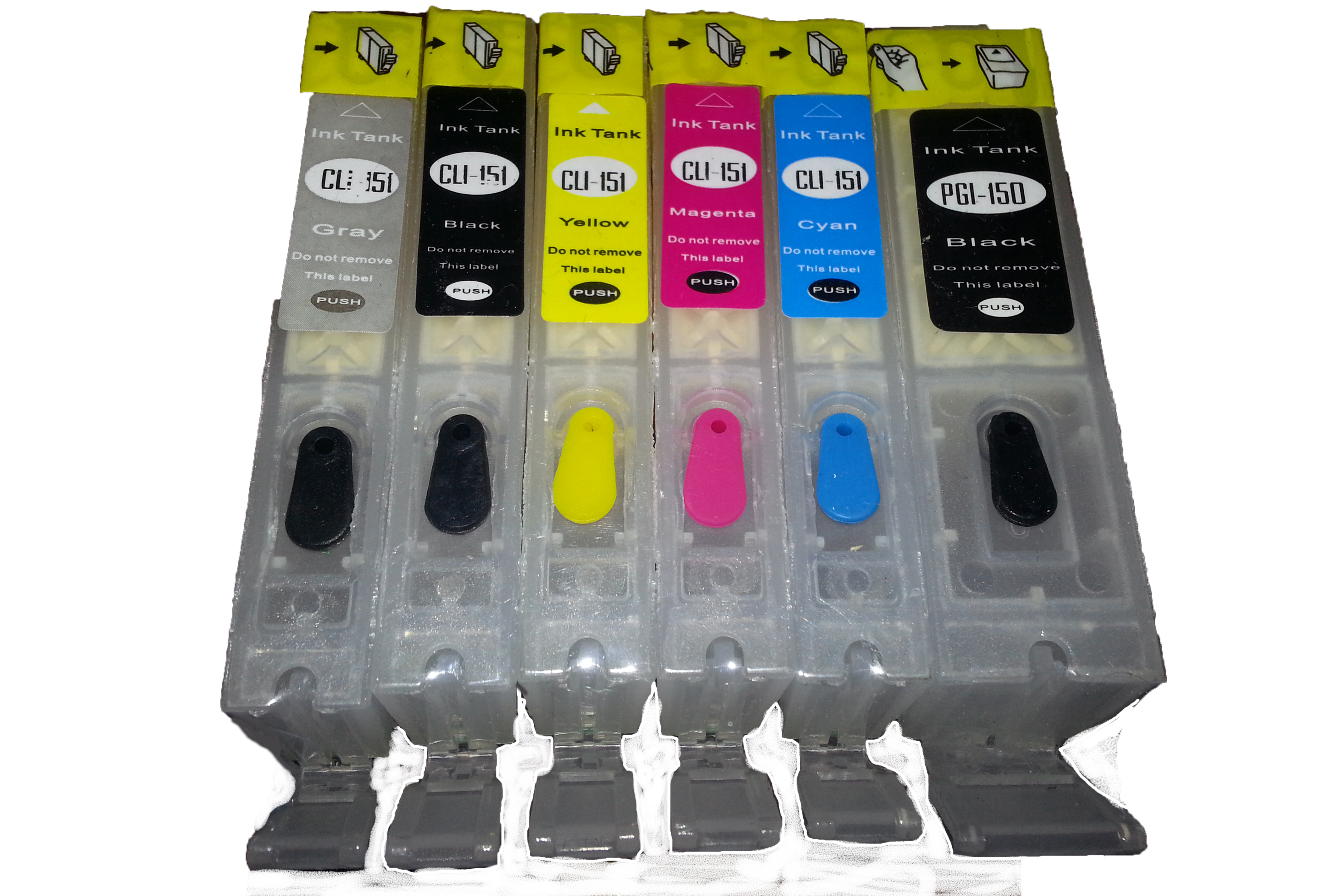 PGI-150 250 PGBK CLI-151 251 BK C M Y GY CARTUCHOS RELLENABLES CON CHIP  RESETEABLE - CANON